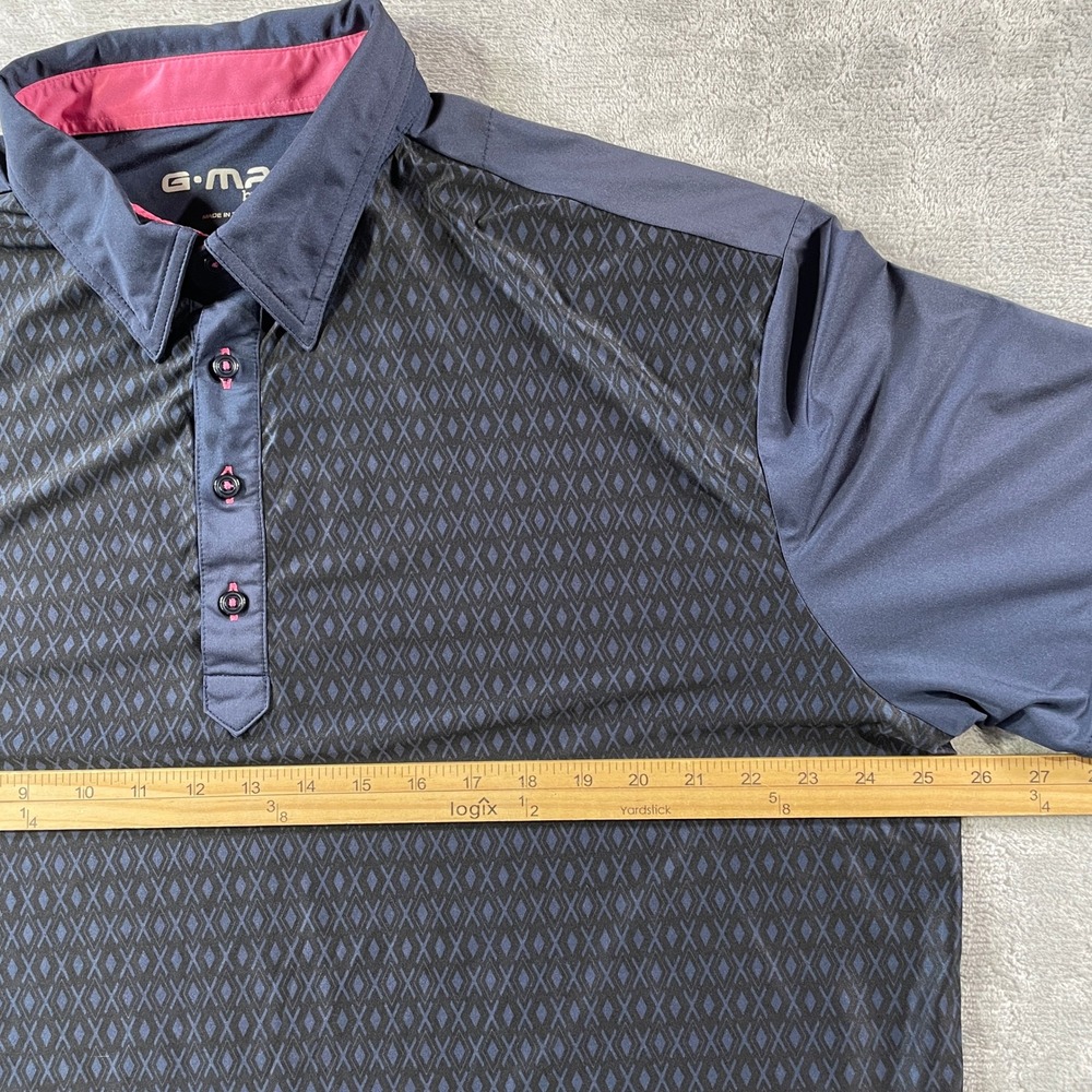 G-Mac by Kartel Polo Shirt Mens XL Blue Golf Performance Geometric Diamond Light - Picture 4 of 10